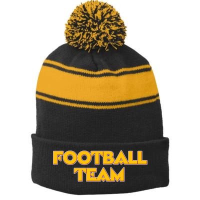 Generic Washington Football Team Logo Stripe Pom Pom Beanie