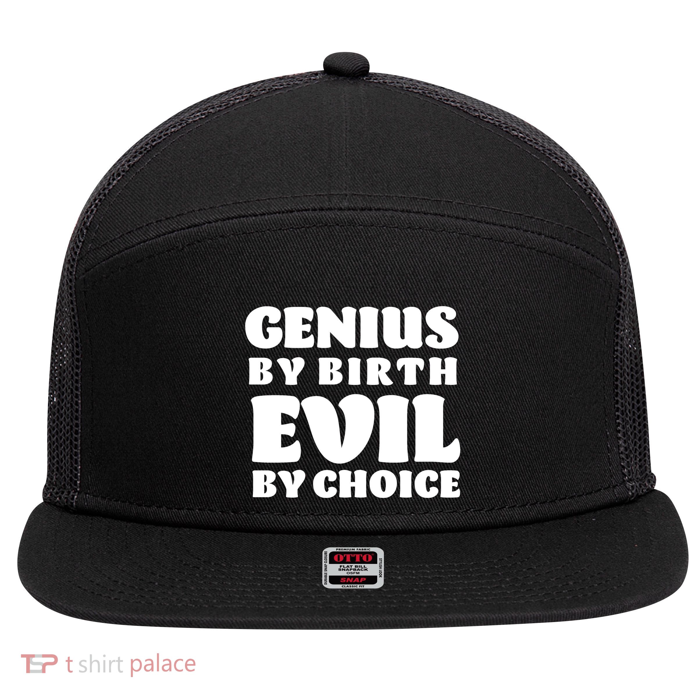 Genius By Birth Evil By Choice 7 Panel Mesh Trucker Snapback Hat