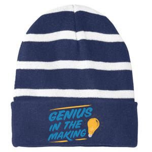 Genius In The Making Striped Beanie with Solid Band