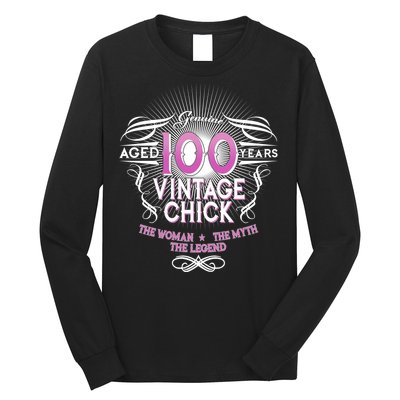 Genuine Aged 100 Years Vintage Chick 100th Birthday Long Sleeve Shirt