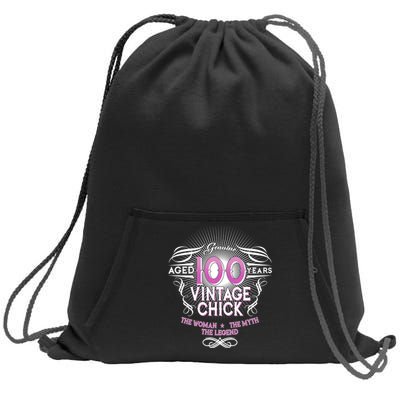 Genuine Aged 100 Years Vintage Chick 100th Birthday Sweatshirt Cinch Pack Bag