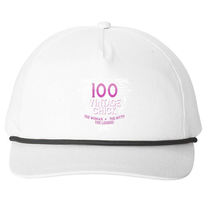 Genuine Aged 100 Years Vintage Chick 100th Birthday Snapback Five-Panel Rope Hat