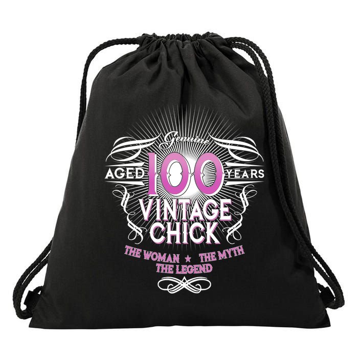 Genuine Aged 100 Years Vintage Chick 100th Birthday Drawstring Bag