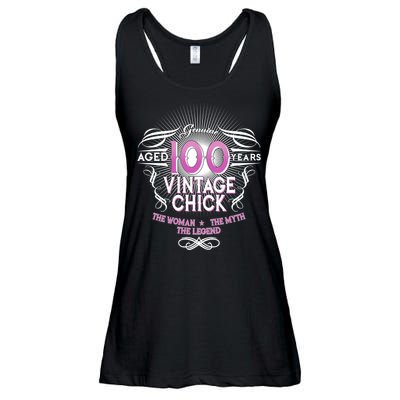 Genuine Aged 100 Years Vintage Chick 100th Birthday Ladies Essential Flowy Tank