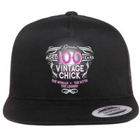 Genuine Aged 100 Years Vintage Chick 100th Birthday Flat Bill Trucker Hat