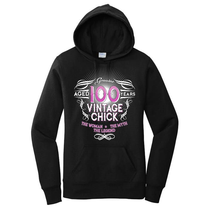 Genuine Aged 100 Years Vintage Chick 100th Birthday Women's Pullover Hoodie