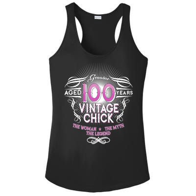 Genuine Aged 100 Years Vintage Chick 100th Birthday Ladies PosiCharge Competitor Racerback Tank