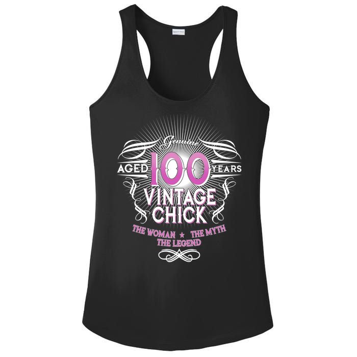 Genuine Aged 100 Years Vintage Chick 100th Birthday Ladies PosiCharge Competitor Racerback Tank