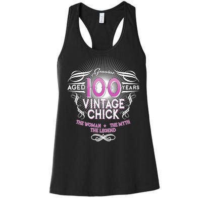 Genuine Aged 100 Years Vintage Chick 100th Birthday Women's Racerback Tank