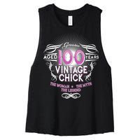 Genuine Aged 100 Years Vintage Chick 100th Birthday Women's Racerback Cropped Tank