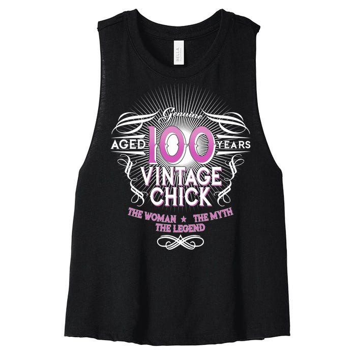 Genuine Aged 100 Years Vintage Chick 100th Birthday Women's Racerback Cropped Tank