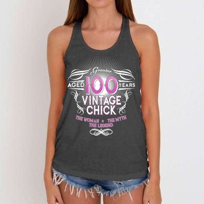 Genuine Aged 100 Years Vintage Chick 100th Birthday Women's Knotted Racerback Tank