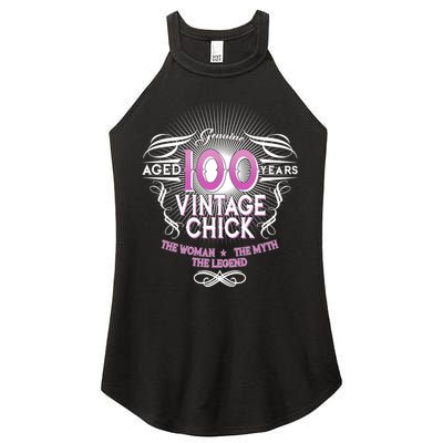 Genuine Aged 100 Years Vintage Chick 100th Birthday Women's Perfect Tri Rocker Tank