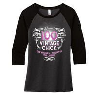 Genuine Aged 100 Years Vintage Chick 100th Birthday Women's Tri-Blend 3/4-Sleeve Raglan Shirt