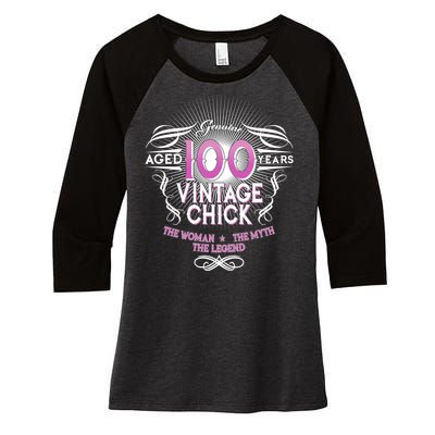 Genuine Aged 100 Years Vintage Chick 100th Birthday Women's Tri-Blend 3/4-Sleeve Raglan Shirt