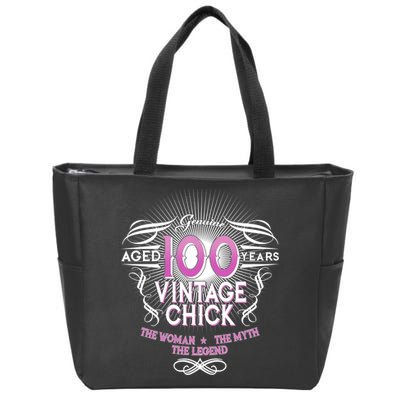 Genuine Aged 100 Years Vintage Chick 100th Birthday Zip Tote Bag