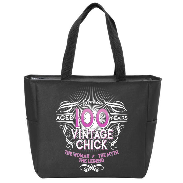 Genuine Aged 100 Years Vintage Chick 100th Birthday Zip Tote Bag