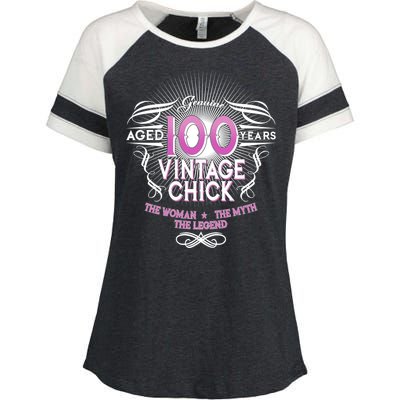 Genuine Aged 100 Years Vintage Chick 100th Birthday Enza Ladies Jersey Colorblock Tee