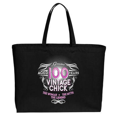 Genuine Aged 100 Years Vintage Chick 100th Birthday Cotton Canvas Jumbo Tote