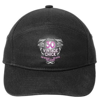 Genuine Aged 30 Years Vintage Chick 30th Birthday 7-Panel Snapback Hat