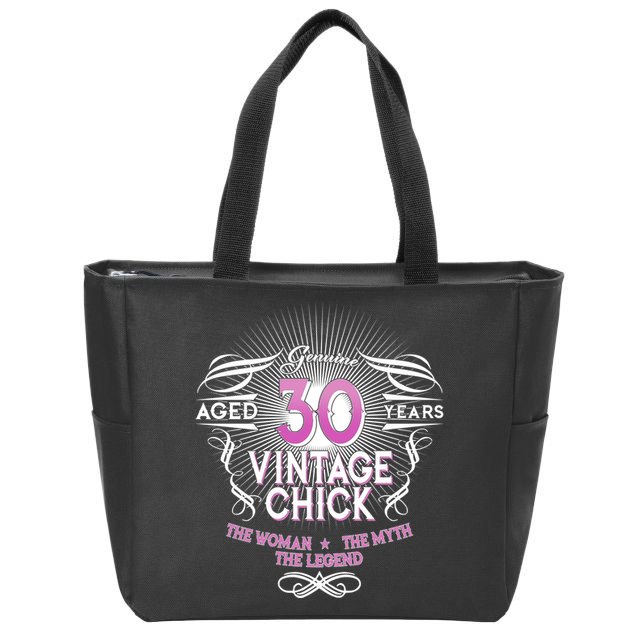 Genuine Aged 30 Years Vintage Chick 30th Birthday Zip Tote Bag