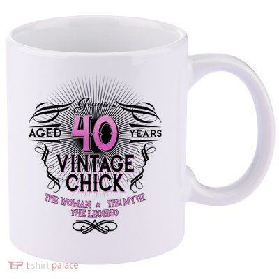 Genuine Aged 40 Years Vintage Chick 40th Birthday 11oz C Handle Ceramic Mug