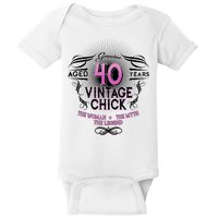 Genuine Aged 40 Years Vintage Chick 40th Birthday Baby Bodysuit