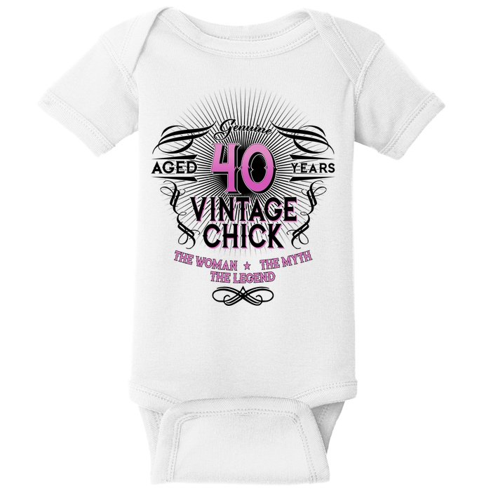 Genuine Aged 40 Years Vintage Chick 40th Birthday Baby Bodysuit