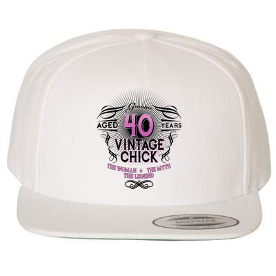 Genuine Aged 40 Years Vintage Chick 40th Birthday Wool Snapback Cap