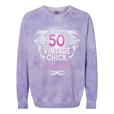 Genuine Aged 50 Years Vintage Chick 50th Birthday Colorblast Crewneck Sweatshirt