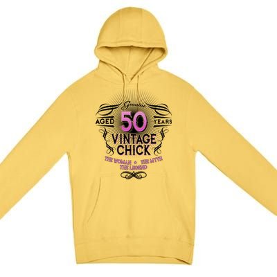 Genuine Aged 50 Years Vintage Chick 50th Birthday Premium Pullover Hoodie