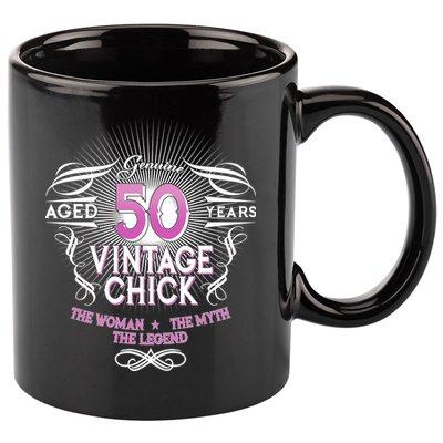 Genuine Aged 50 Years Vintage Chick 50th Birthday 11oz C Handle Ceramic Mug