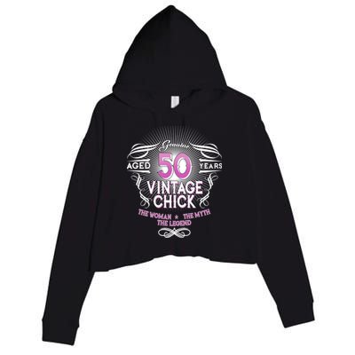 Genuine Aged 50 Years Vintage Chick 50th Birthday Crop Fleece Hoodie