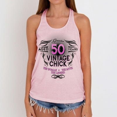 Genuine Aged 50 Years Vintage Chick 50th Birthday Women's Knotted Racerback Tank