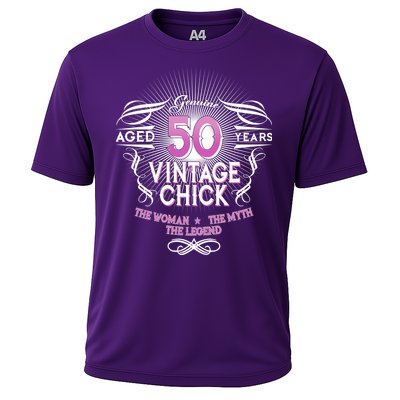 Genuine Aged 50 Years Vintage Chick 50th Birthday Cooling Performance Crew T-Shirt