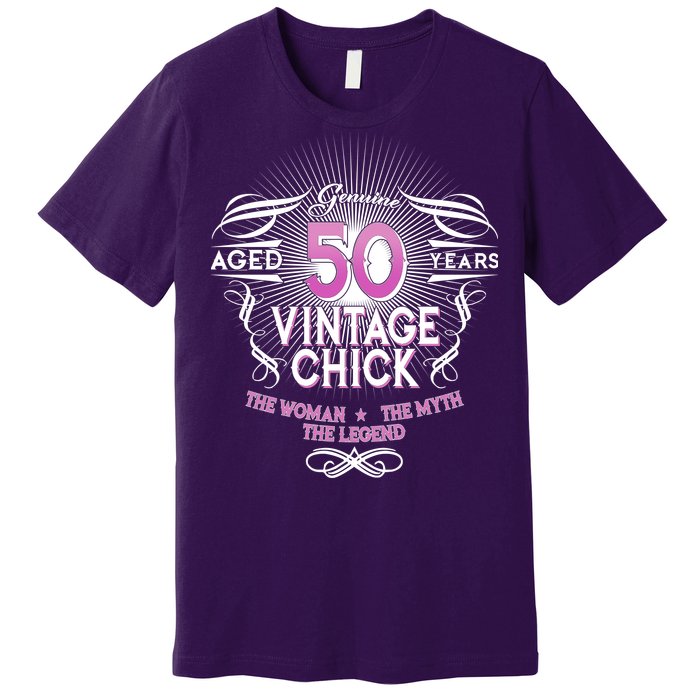 Genuine Aged 50 Years Vintage Chick 50th Birthday Premium T-Shirt