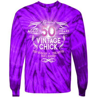 Genuine Aged 50 Years Vintage Chick 50th Birthday Tie-Dye Long Sleeve Shirt