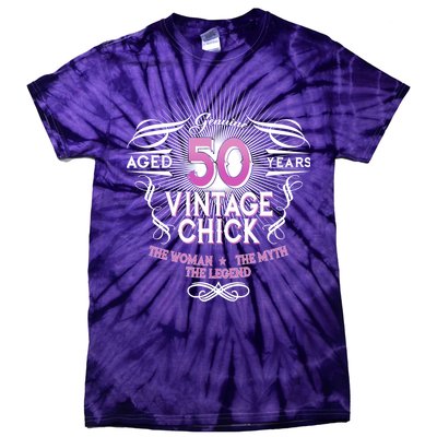 Genuine Aged 50 Years Vintage Chick 50th Birthday Tie-Dye T-Shirt