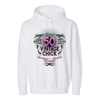 Genuine Aged 50 Years Vintage Chick 50th Birthday Garment-Dyed Fleece Hoodie