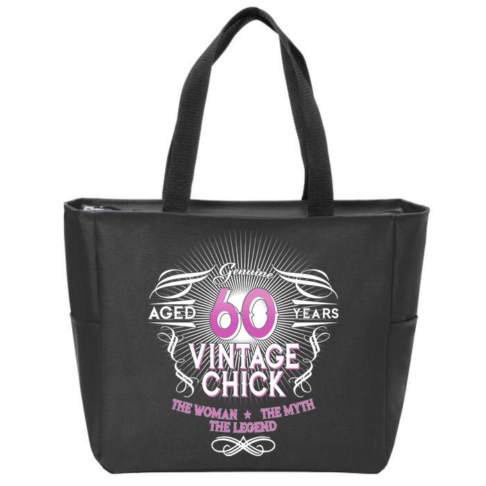 Genuine Aged 60 Years Vintage Chick 60th Birthday Zip Tote Bag