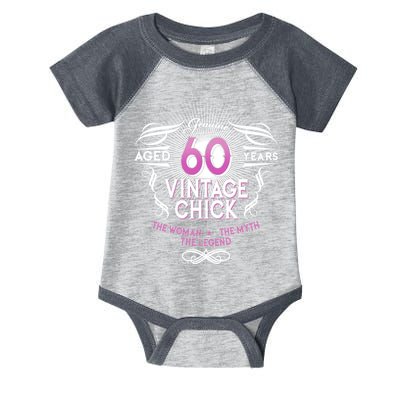 Genuine Aged 60 Years Vintage Chick 60th Birthday Infant Baby Jersey Bodysuit