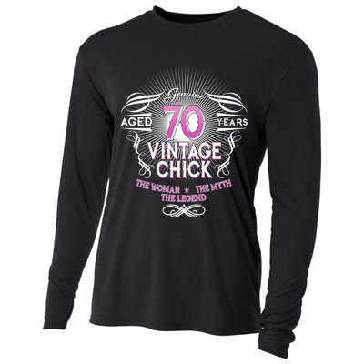 Genuine Aged 70 Years Vintage Chick 70th Birthday Cooling Performance Long Sleeve Crew