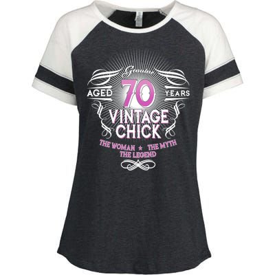 Genuine Aged 70 Years Vintage Chick 70th Birthday Enza Ladies Jersey Colorblock Tee