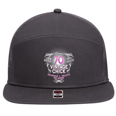 Genuine Aged 70 Years Vintage Chick 70th Birthday 7 Panel Mesh Trucker Snapback Hat