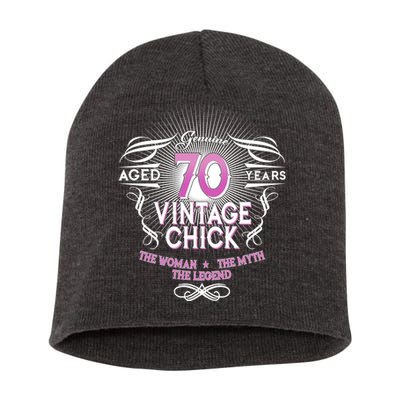 Genuine Aged 70 Years Vintage Chick 70th Birthday Short Acrylic Beanie