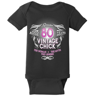 Genuine Aged 80 Years Vintage Chick 80th Birthday Baby Bodysuit