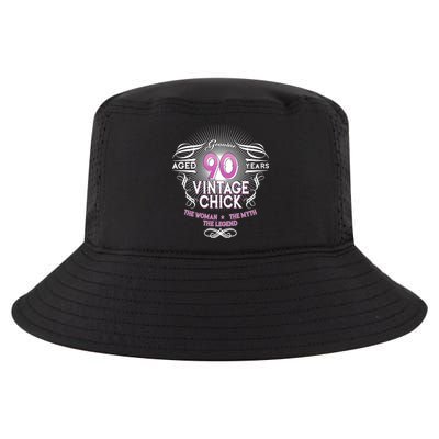 Genuine Aged 90 Years Vintage Chick 90th Birthday Cool Comfort Performance Bucket Hat