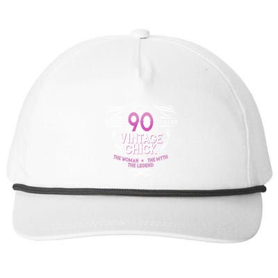 Genuine Aged 90 Years Vintage Chick 90th Birthday Snapback Five-Panel Rope Hat