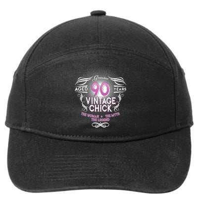 Genuine Aged 90 Years Vintage Chick 90th Birthday 7-Panel Snapback Hat