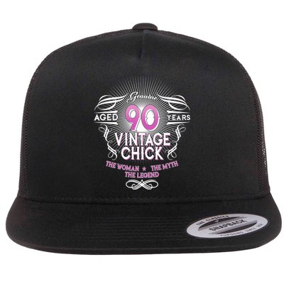 Genuine Aged 90 Years Vintage Chick 90th Birthday Flatbill Hat